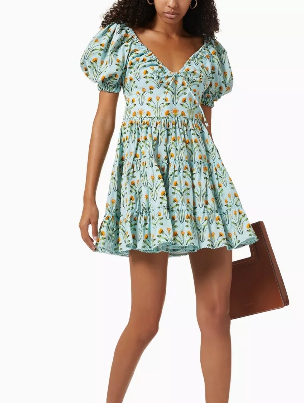 Agua by Agua Bendita Manzanilla Floral Printed Hand Embroidered Mini Dress
